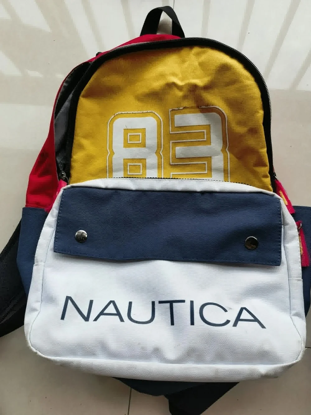 Nautica Colorblock Backpack in White, Yellow, Navy and Red